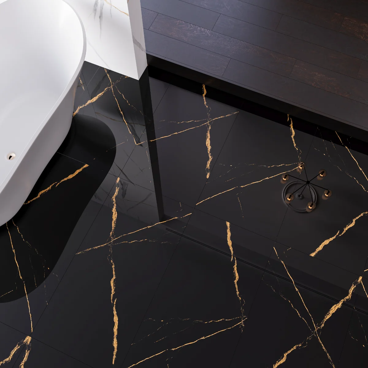 Gresie Rectificata Exterior / Interior Marques Gold 60 x 120 cm Lucioasa Portelanata Tip Marmura