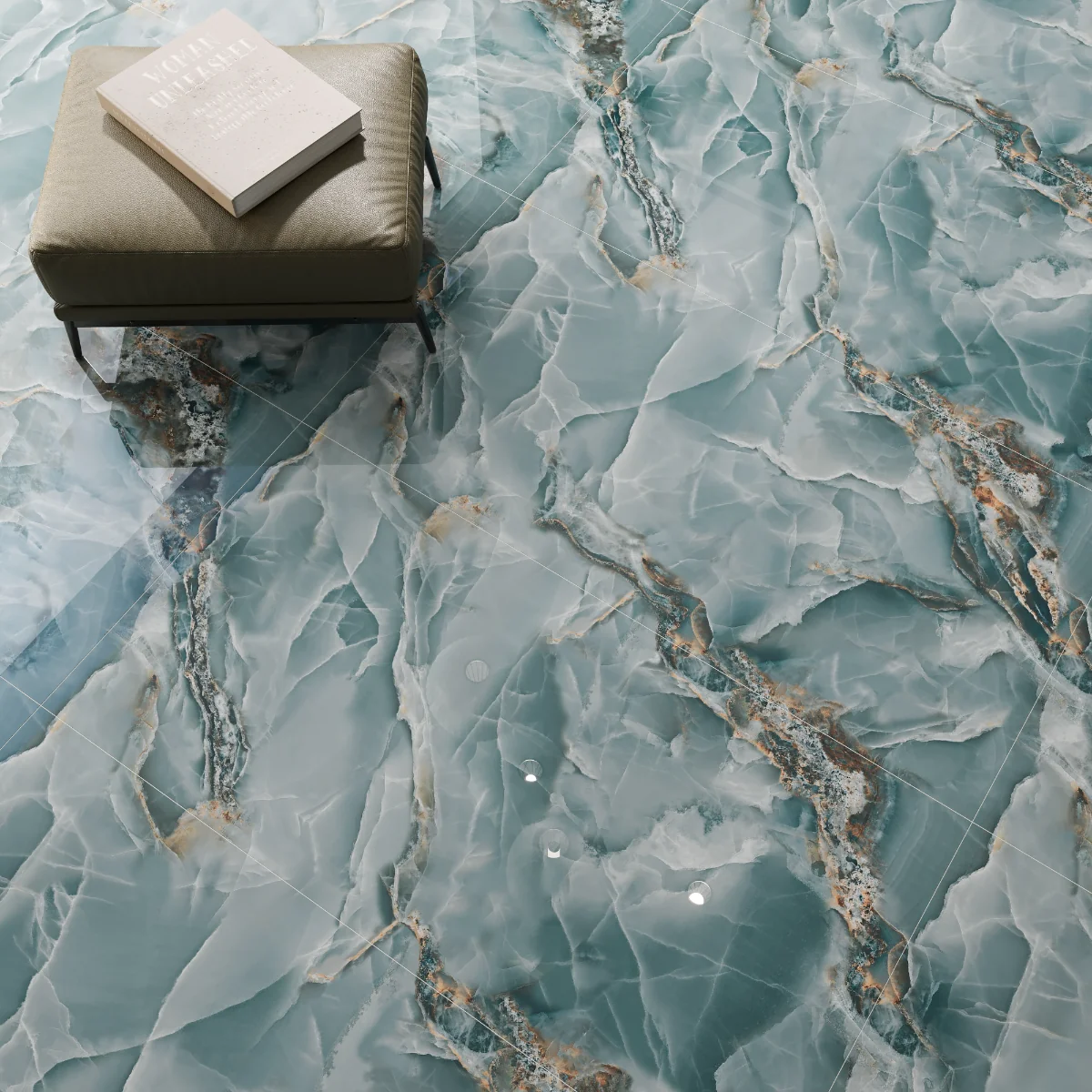 Gresie Rectificata Exterior / Interior Corsica Onyx Aqua Endless 60 X 120 Cm Lucioasa Portelanata Tip Marmura