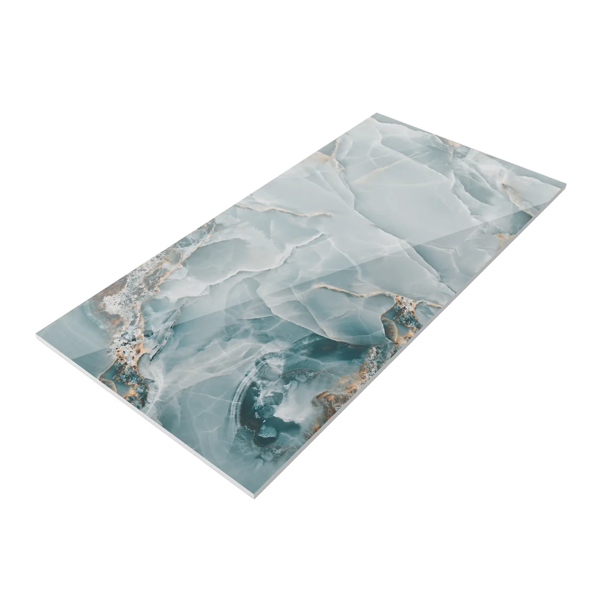 Gresie Rectificata Exterior / Interior Corsica Onyx Aqua Endless 60 X 120 Cm Lucioasa Portelanata Tip Marmura