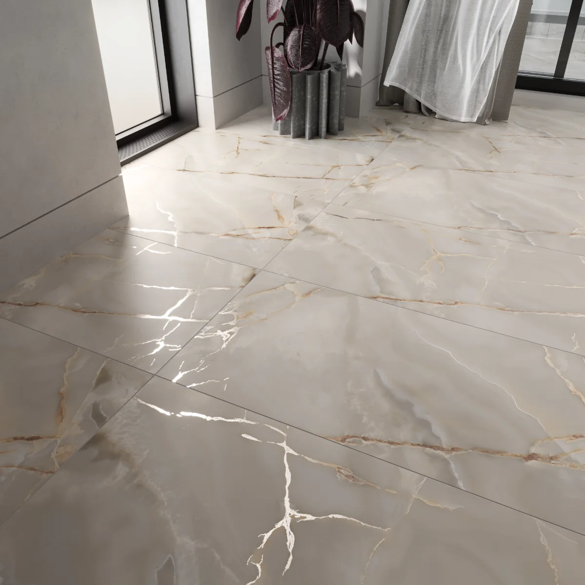 Gresie Exterior / Interior Antiderapantă Lasa Gold Carving Endless 60 x 120 cm Mată Porțelanată Rectificată Tip Marmură