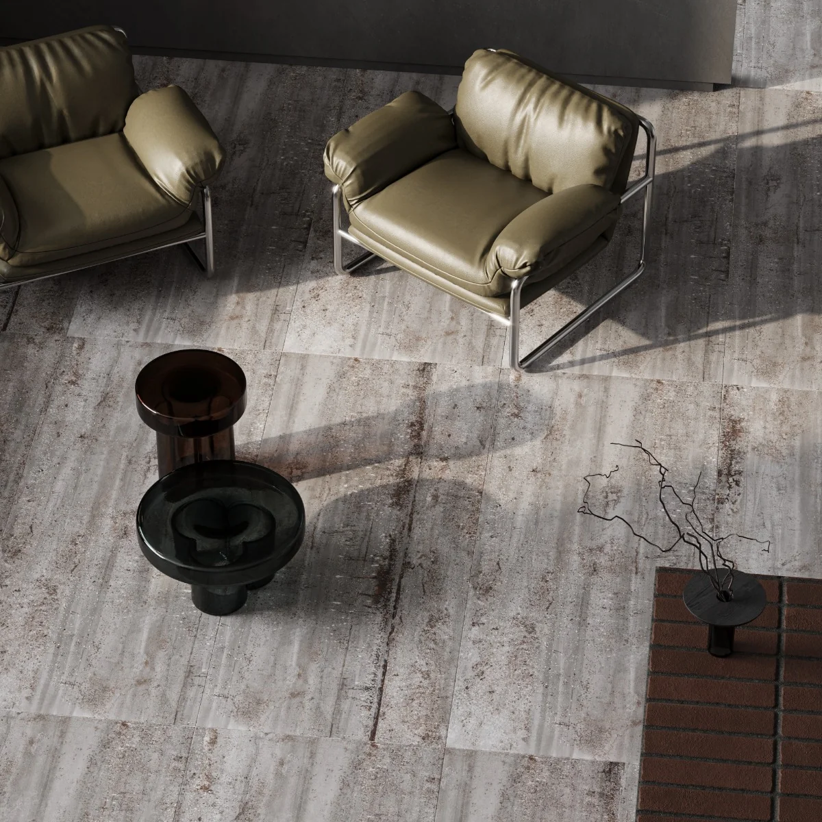 Gresie Exterior / Interior Antiderapanta Stormstone Iron Metallic 60 x 120 cm Mata Portelanata Rectificata Aspect Ciment