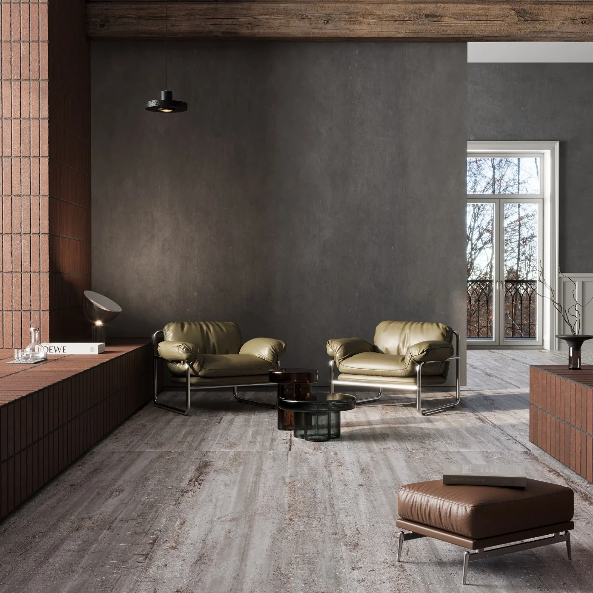 Gresie Exterior / Interior Antiderapanta Stormstone Iron Metallic 60 x 120 cm Mata Portelanata Rectificata Aspect Ciment