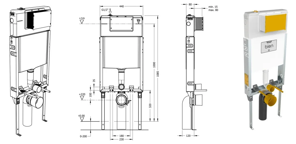 Set Vas WC Suspendat Rimless Cu Rezervor Incastrat Supreme 49 cm + Capac Duroplast Si Clapeta De Actionare