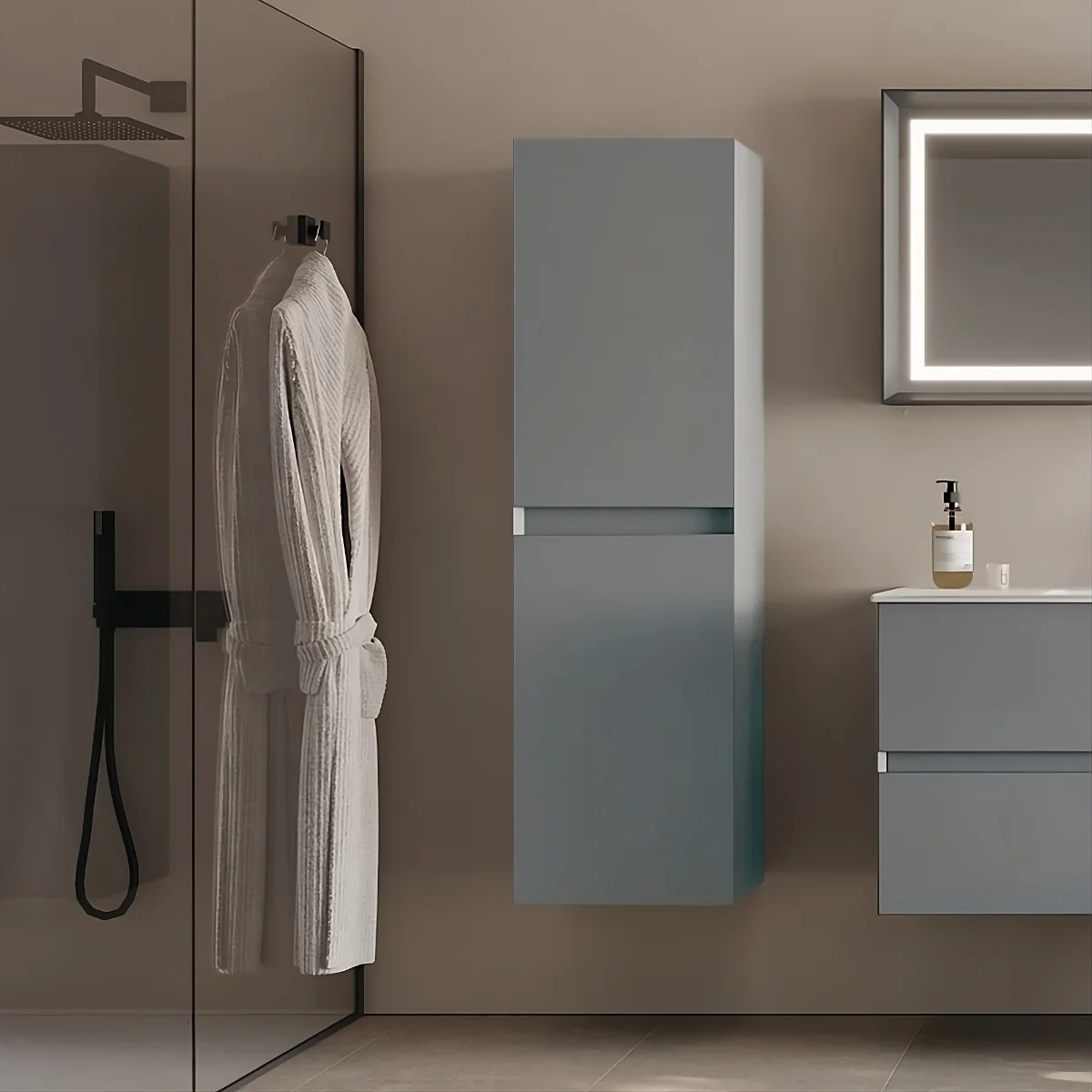 Dulap Baie Suspendat Orka Nest Gri Mat 40x138 cm