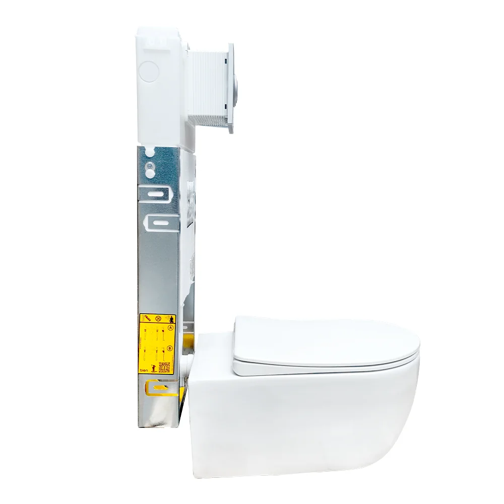 Set Vas WC Suspendat Rimless Cu Rezervor Incastrat Supreme 54 Cm + Capac Duroplast Si Clapeta Actionare