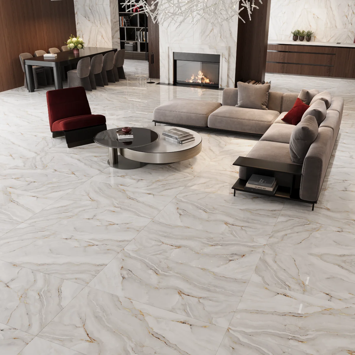 Gresie Portelanata Exterior / Interior Butterfly (Honey) 60 x 120 Cm Lucioasa Rectificata Tip Marmura