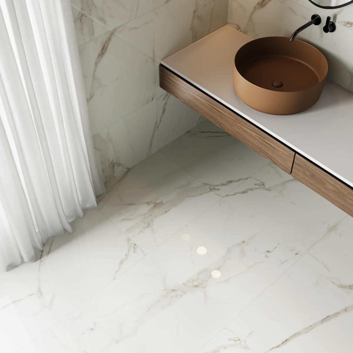 Gresie Exterior / Interior Portelanata Marmo 60 x 60 cm Lucioasa Tip Marmura