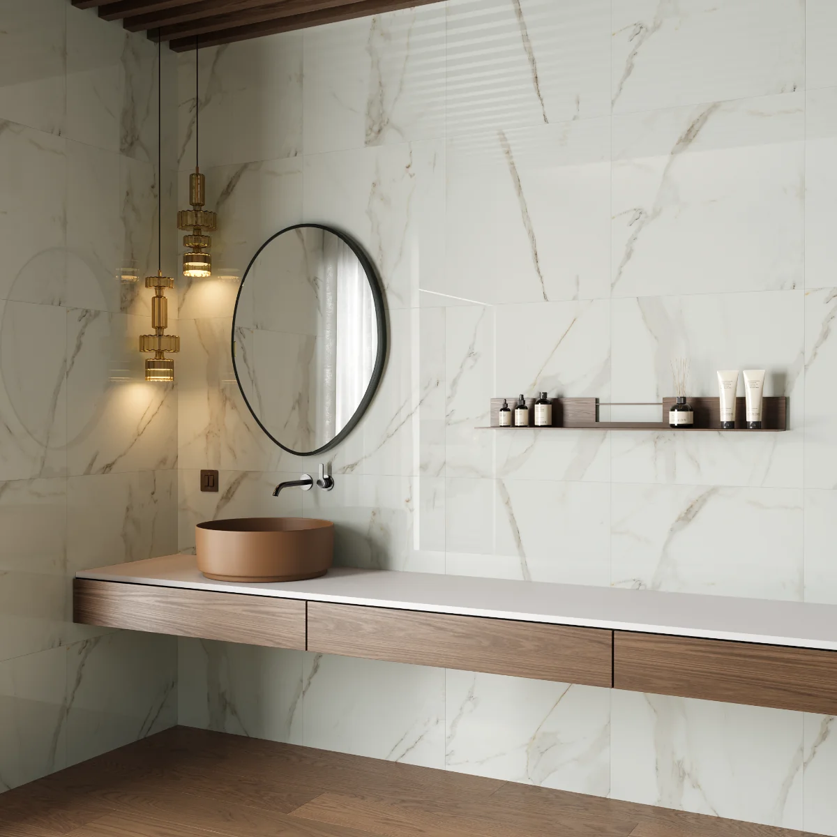 Gresie Exterior / Interior Portelanata Marmo 60 x 60 cm Lucioasa Tip Marmura