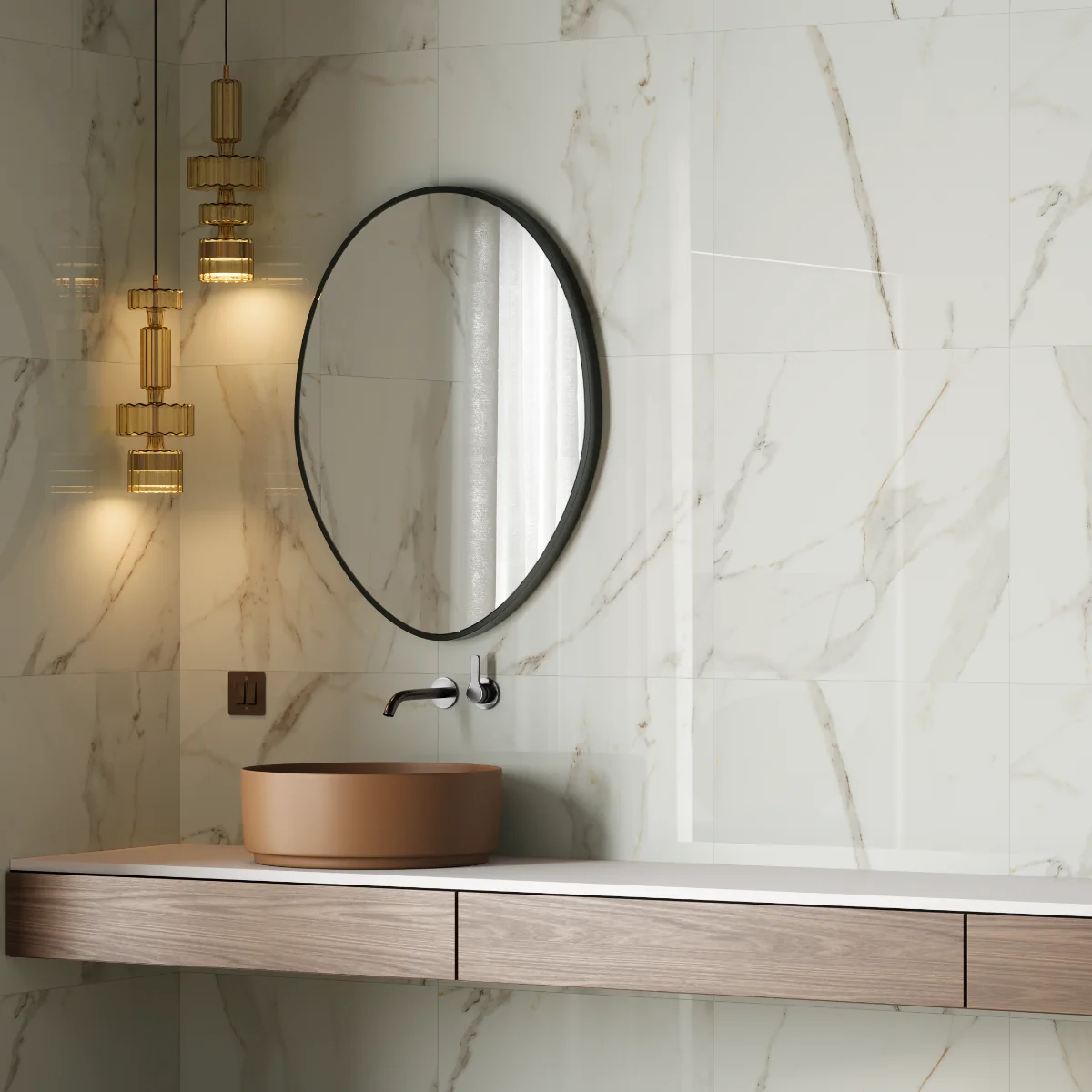 Gresie Exterior / Interior Portelanata Marmo 60 x 60 cm Lucioasa Tip Marmura