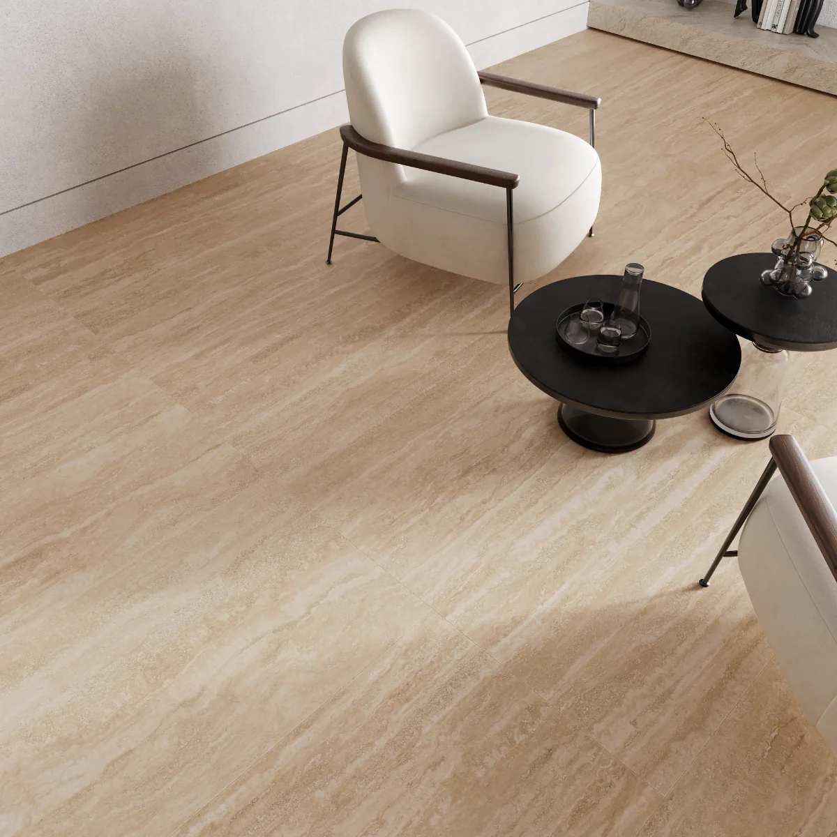 Gresie Exterior / Interior Porțelanată Travertino Roma 60 x 120 Cm Mată Rectificată Tip Piatră Naturală