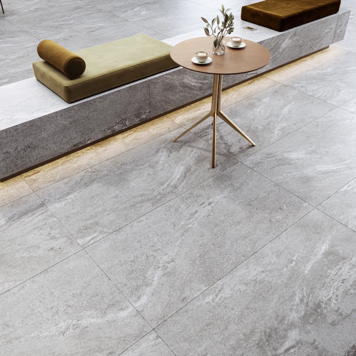 Gresie Exterior / Interior Antiderapanta Tierra Grey 60 x 120 Cm Mata Portelanata Rectificata Aspect Ciment