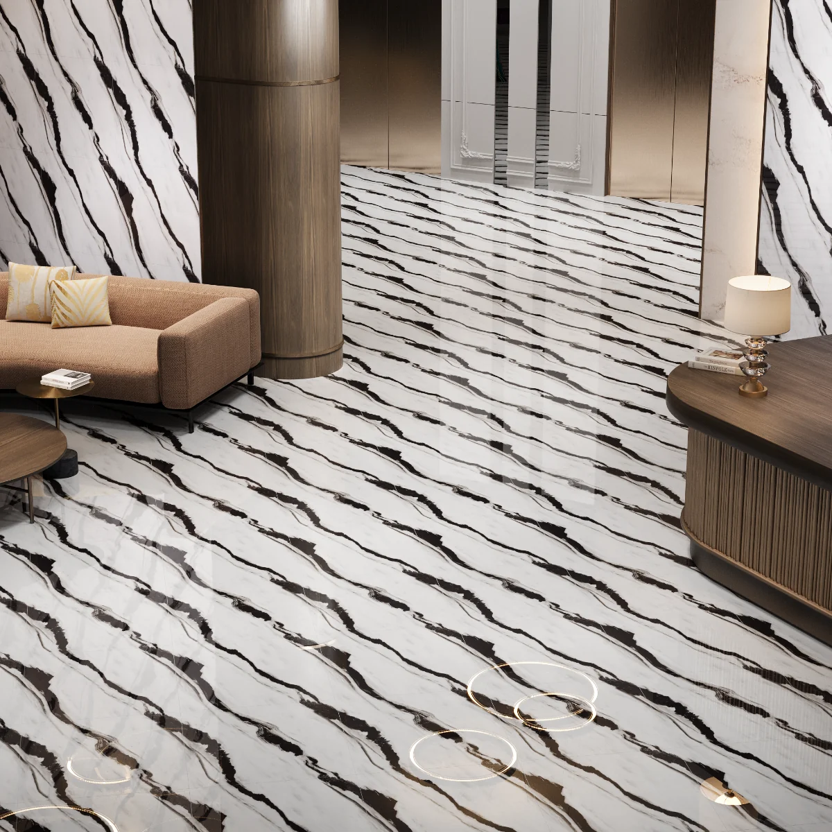 Gresie Portelanata Exterior / Interior Black Panda Endless 60 x 60 cm Lucioasa Rectificata Tip Marmura