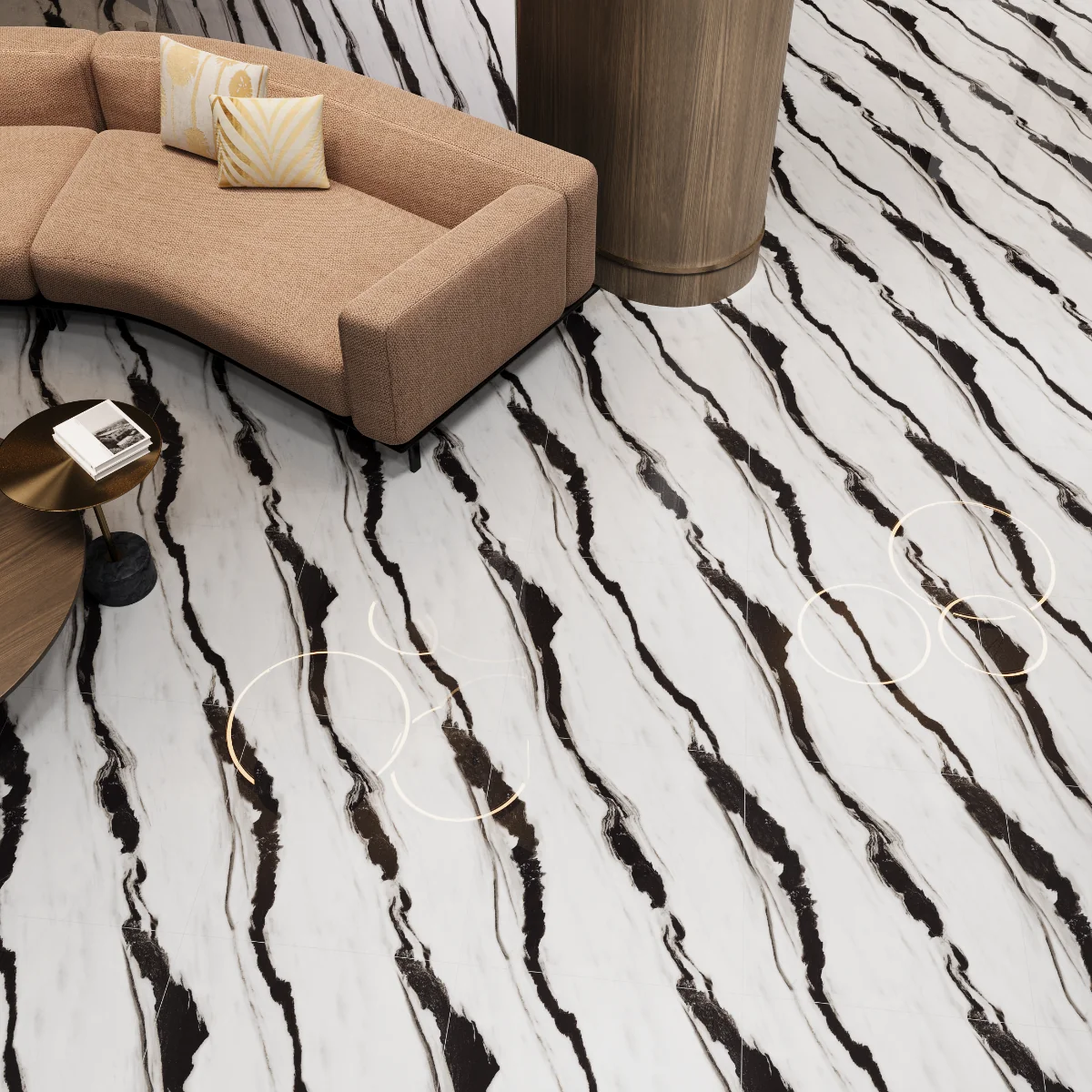 Gresie Portelanata Exterior / Interior Black Panda Endless 60 x 60 cm Lucioasa Rectificata Tip Marmura