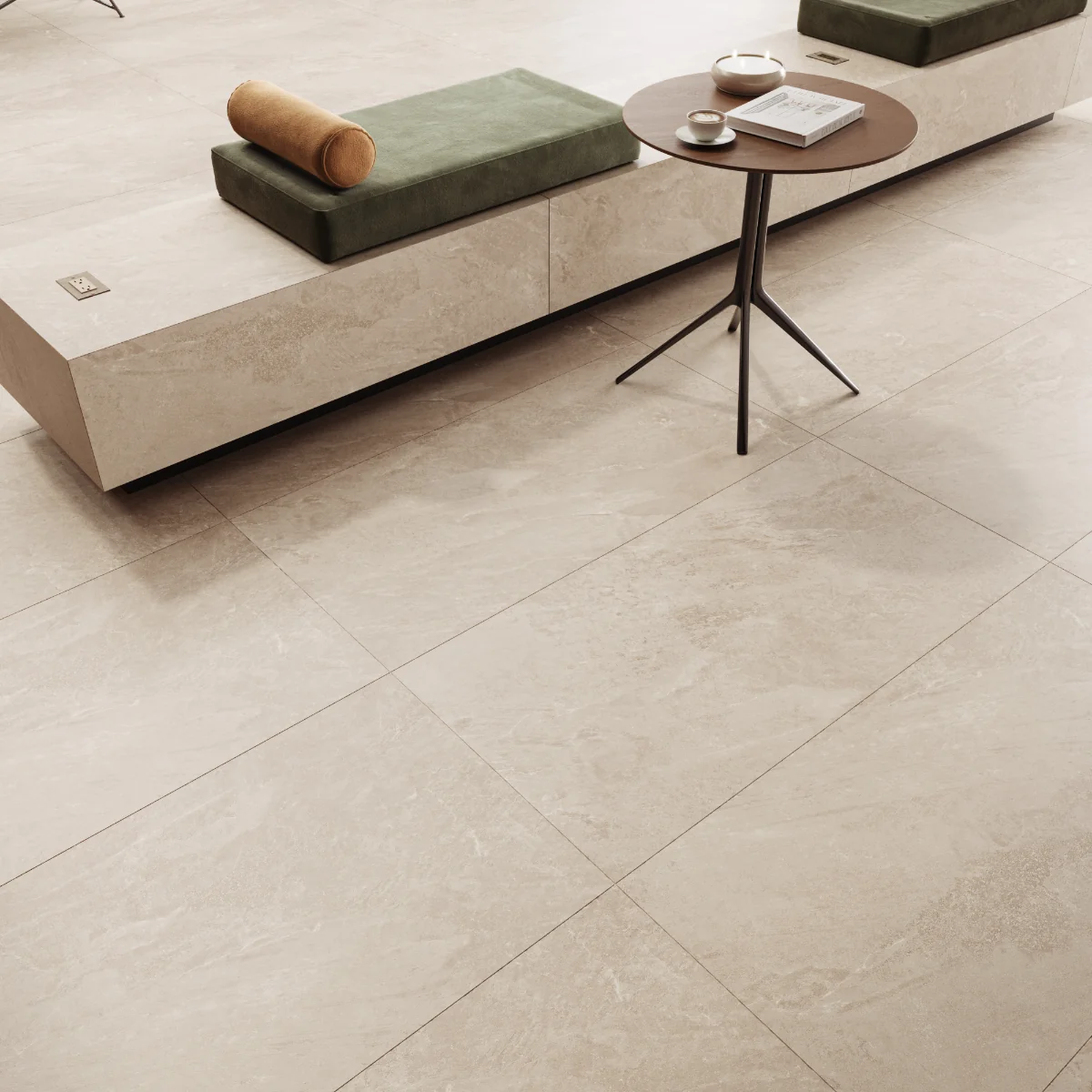 Gresie Antiderapantă Exterior/Interior Soft Slate Beige 60 x 120 cm Mată Porțelanată Rectificată Aspect Ciment