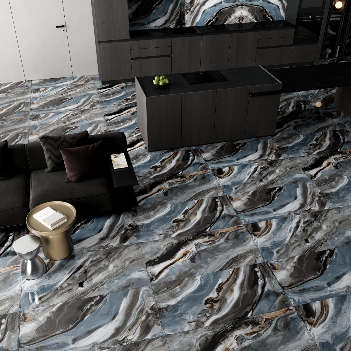 Gresie Exterior / Interior Portelanata Agua Natural 60 x 120 cm Lucioasa Rectificata Tip Marmura