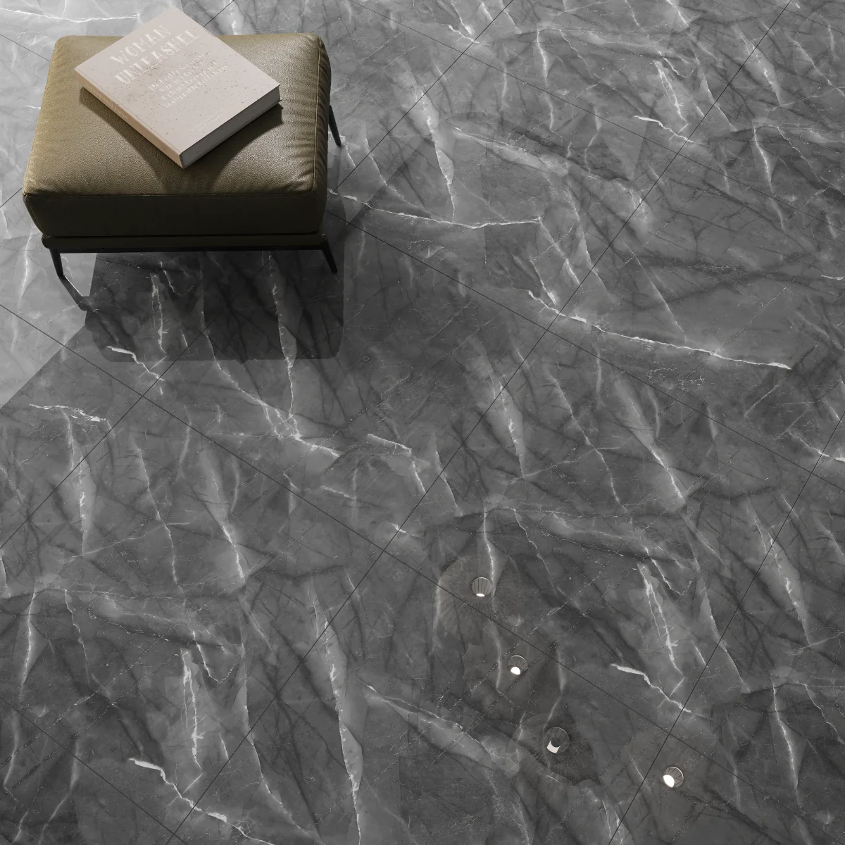 Gresie Portelanata Exterior / Interior Armany Grey Endless 60 x 60 Cm Lucioasa Rectificata Tip Marmura