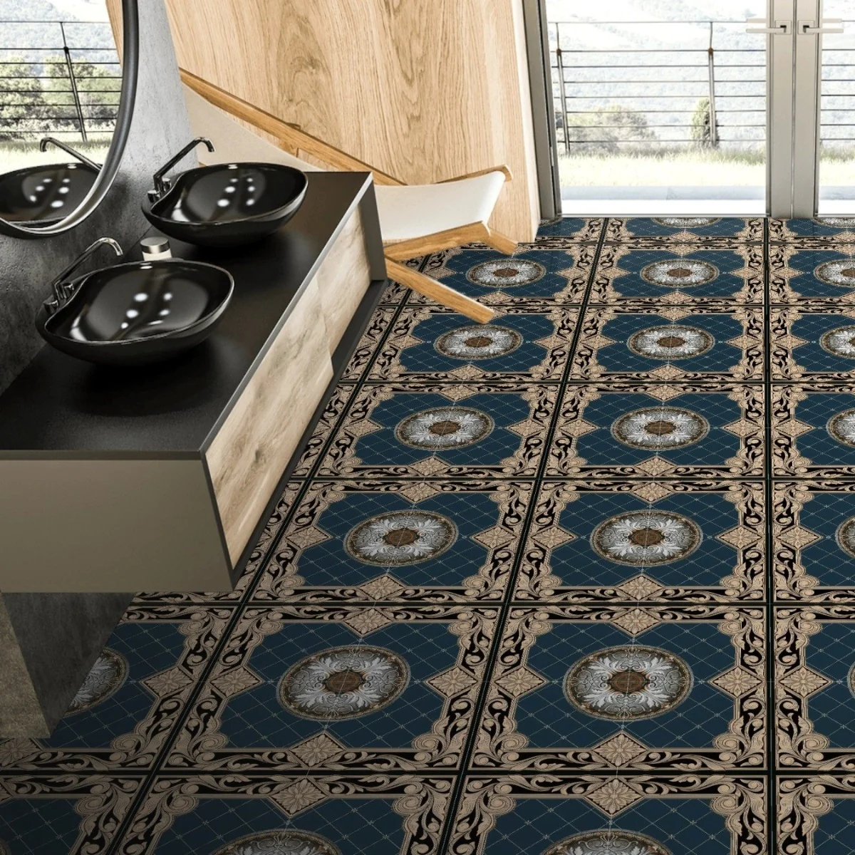 Gresie Interior Rectificata Dubai Blue 40 x 40 cm Lucioasa