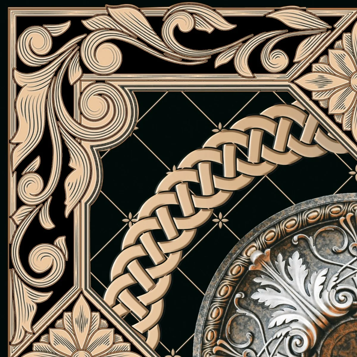 Gresie Interior Rectificata Dubai Black 40 x 40 cm Lucioasa