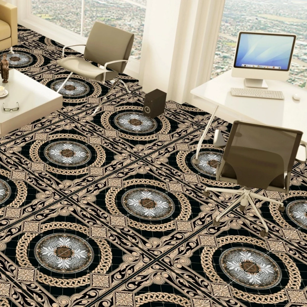 Gresie Interior Rectificata Dubai Black 40 x 40 cm Lucioasa