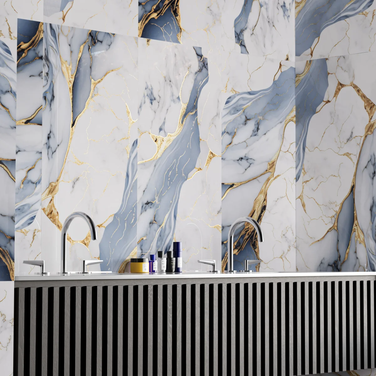 Gresie Exterior / Interior Portelanata Aqua Gold Insert 60 x 120 cm Lucioasa Rectificata