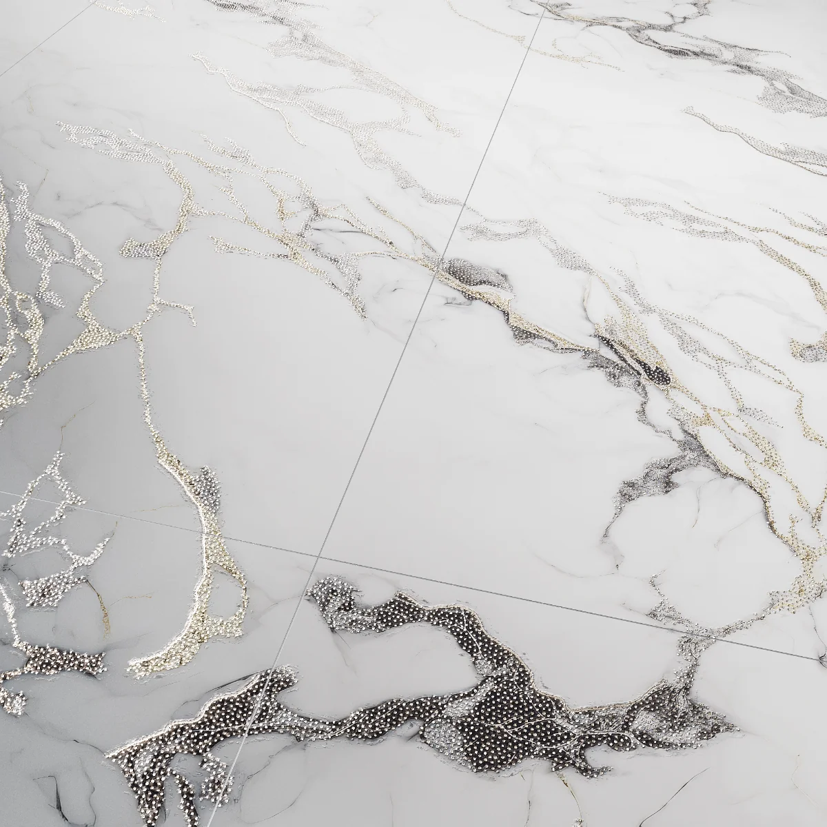 Gresie Rectificata Exterior / Interior Monet Gold Insert 60 x 120 cm Lucioasa Portelanata Tip Marmura