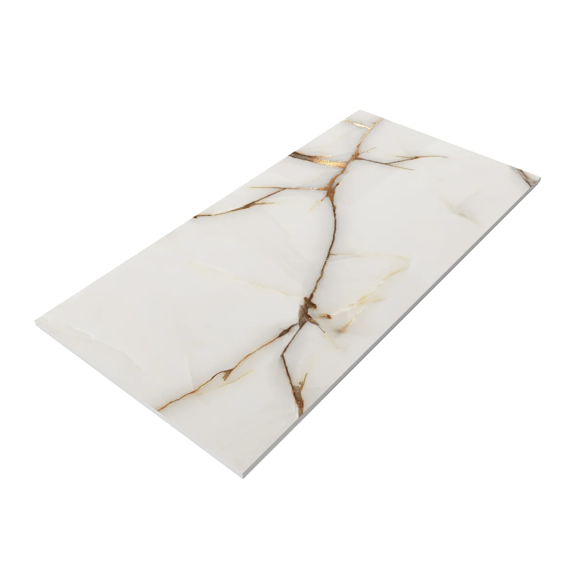 Gresie Rectificata Exterior / Interior Onyx Gold Insert 60 x 120 Cm Lucioasa Portelanata Tip Marmura