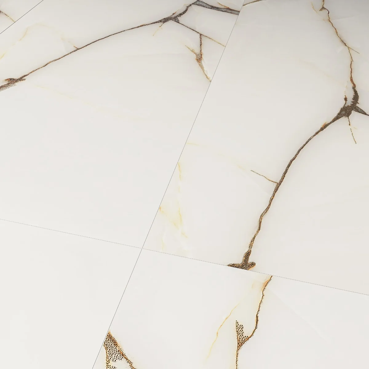 Gresie Rectificata Exterior / Interior Onyx Gold Insert 60 x 120 Cm Lucioasa Portelanata Tip Marmura