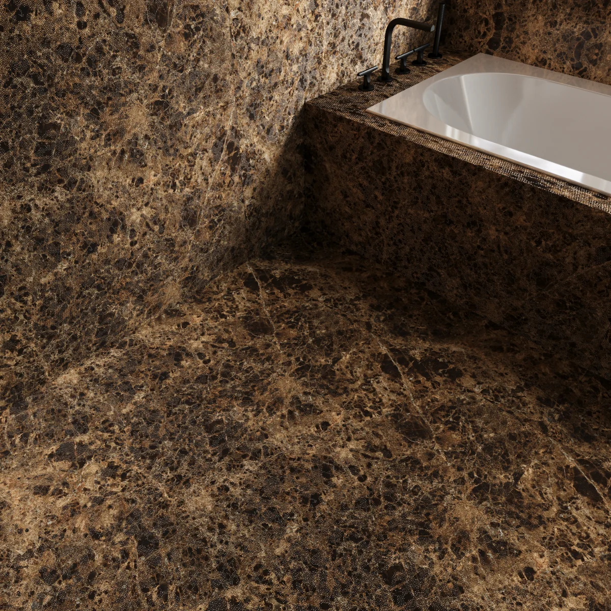 Gresie Rectificata Exterior / Interior Brown Gold Insert 60 x 120 cm Lucioasa Portelanata Tip Marmura