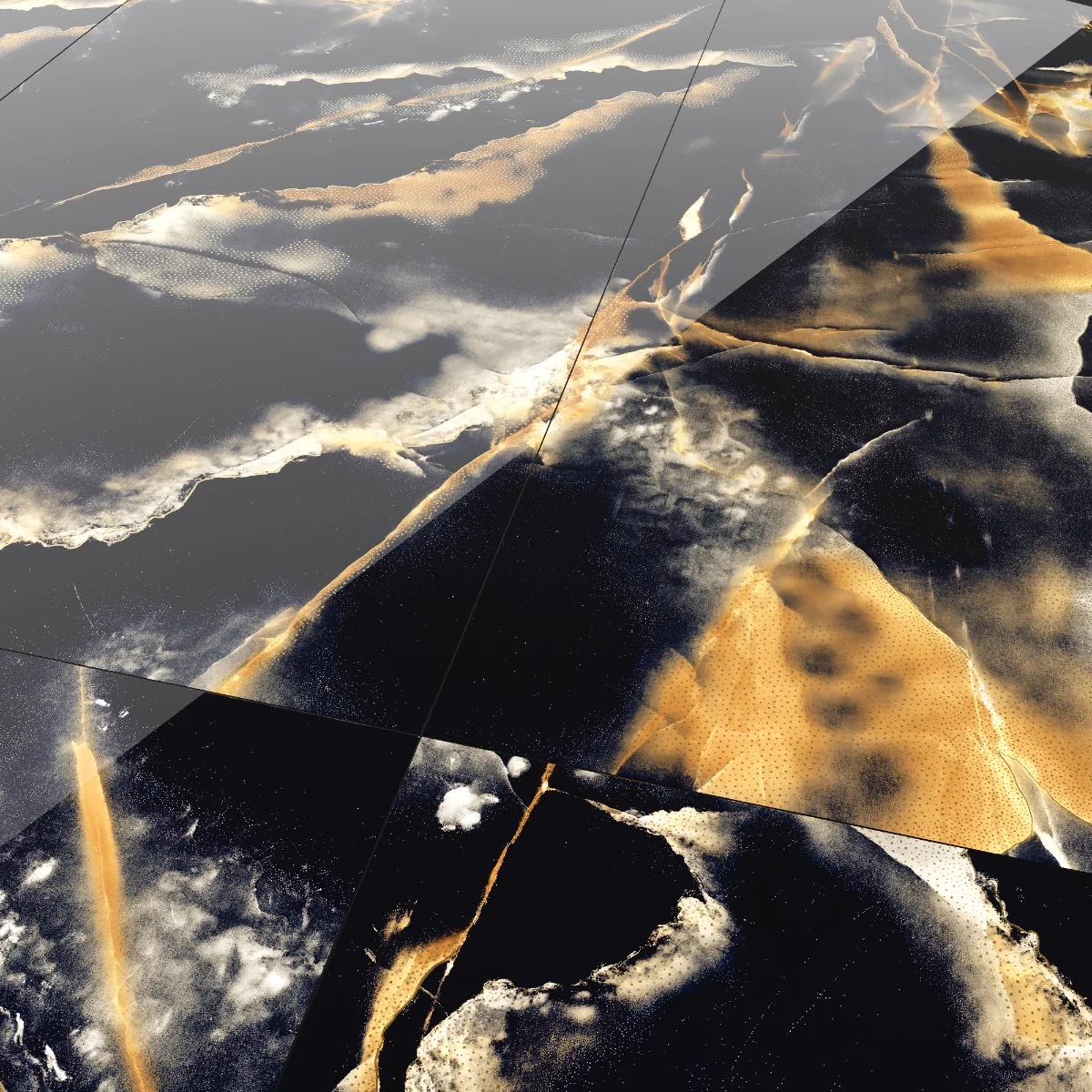 Gresie Exterior / Interior Portelanata Black Gold Insert 60 x 120 cm Lucioasa Rectificata Tip Marmura