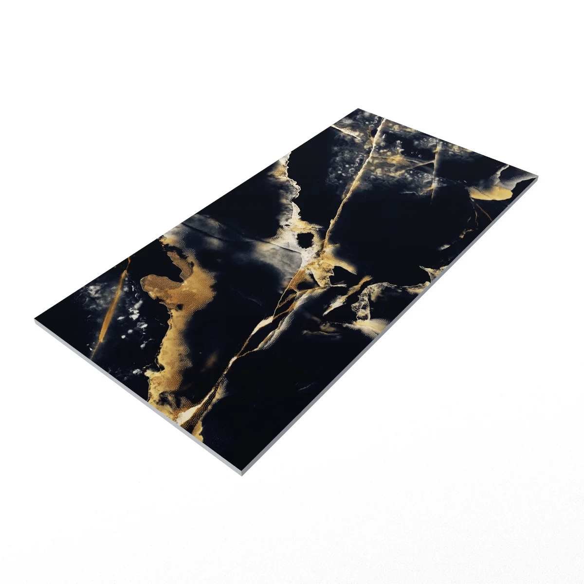 Gresie Exterior / Interior Portelanata Black Gold Insert 60 x 120 cm Lucioasa Rectificata Tip Marmura