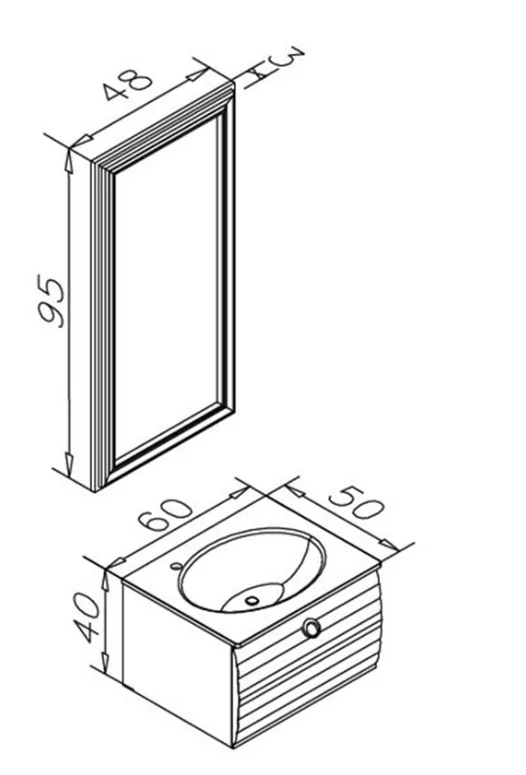 Set Mobilier Baie Orka Anzer Suspendat 3 Piese Alb 60 cm