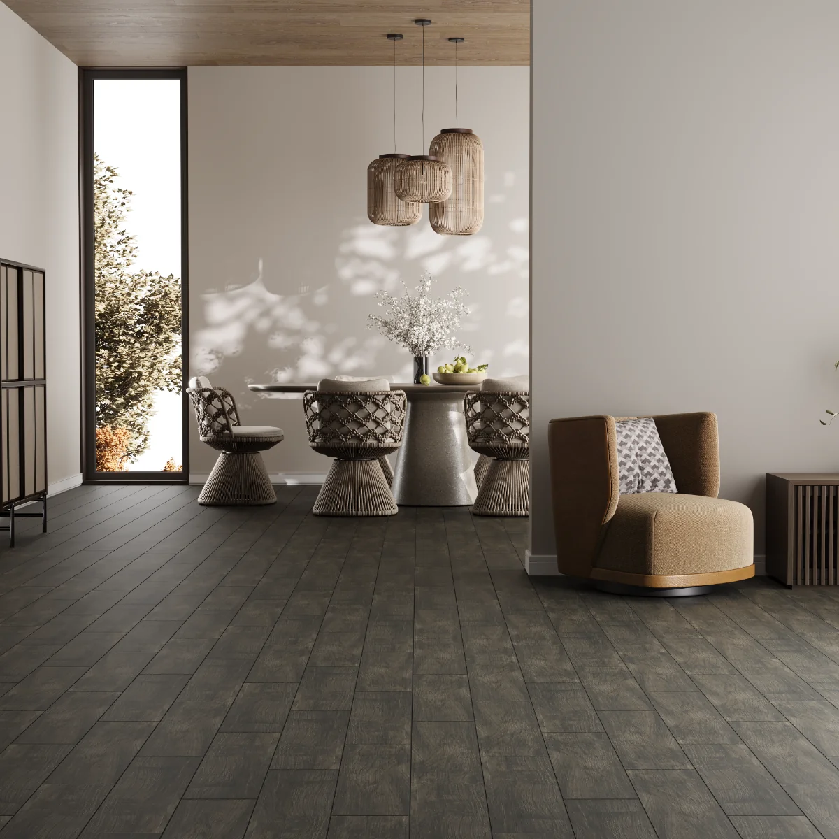 Gresie Tip Parchet Exterior / Interior Atelier Ash 15 x 60 Cm Mată Portelanată