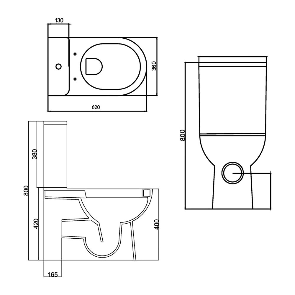 Set Vas WC Pe Pardoseala Cu Rezervor Prisma Back To Wall + Mecanism Si Capac Polipropilena Cu Soft Close