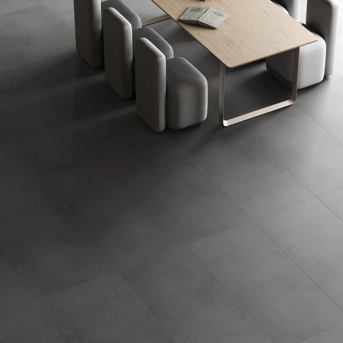 Gresie Exterior / Interior Portelanata Bona Dea Dark Grey 59.6 x 119.6 cm Mata Rectificata Aspect Ciment