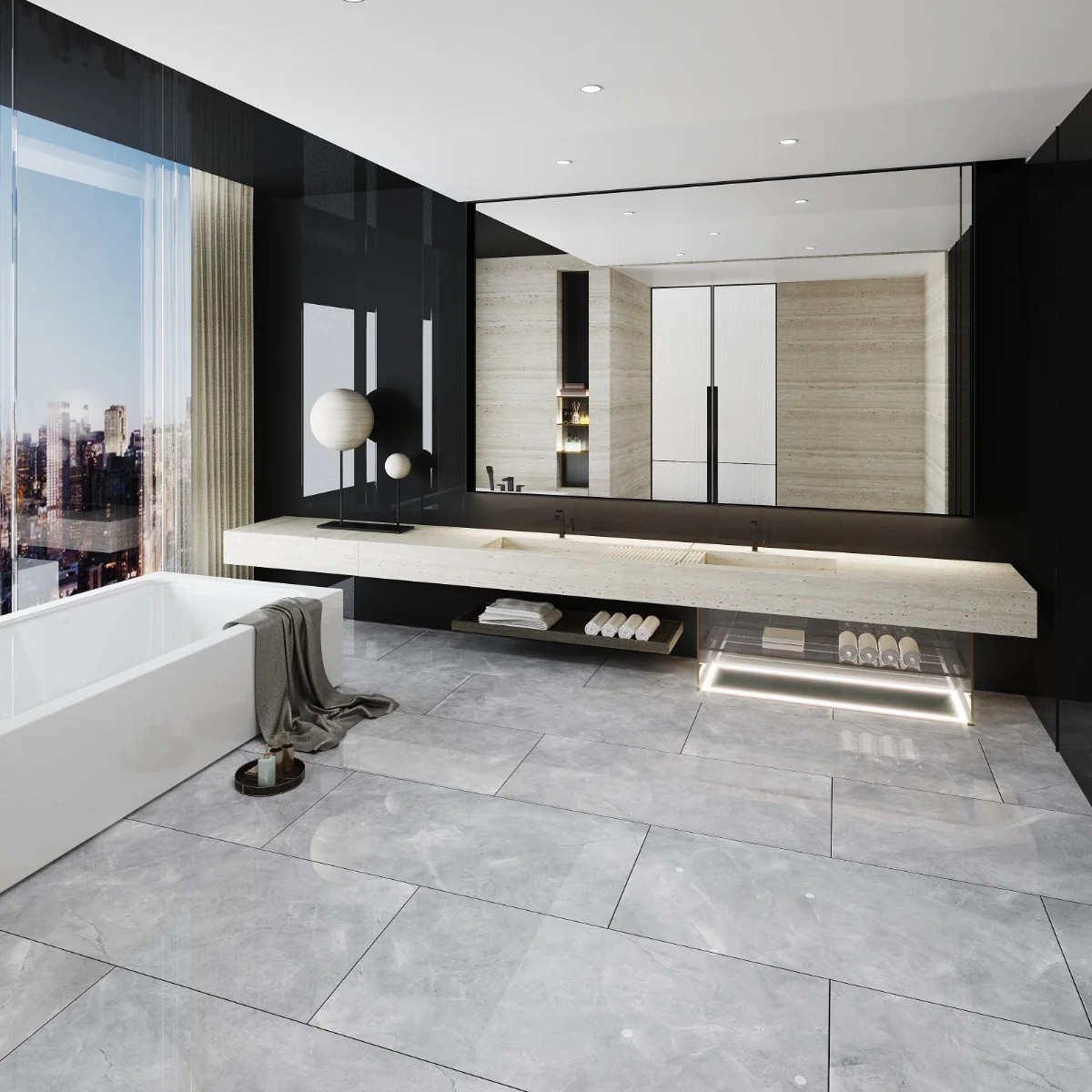 Gresie Exterior / Interior Porțelanată Pulpis Grey 29.7 x 59.7 cm Mată Rectificată Tip Marmură