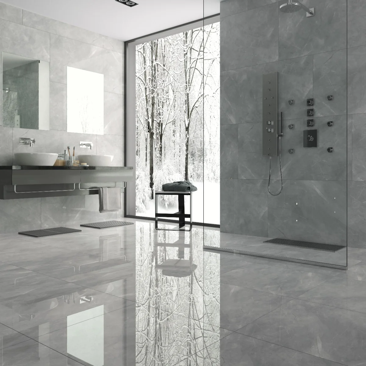 Gresie Exterior / Interior Porțelanată Pulpis Grey 29.7 x 59.7 cm Mată Rectificată Tip Marmură