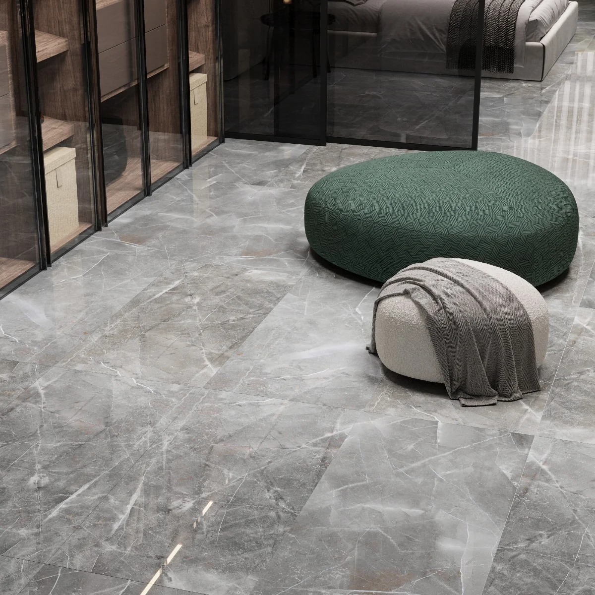 Gresie Exterior/Interior Porțelanată Turin Grey 59.6 x 119.6 cm Mată Rectificată Tip Marmură