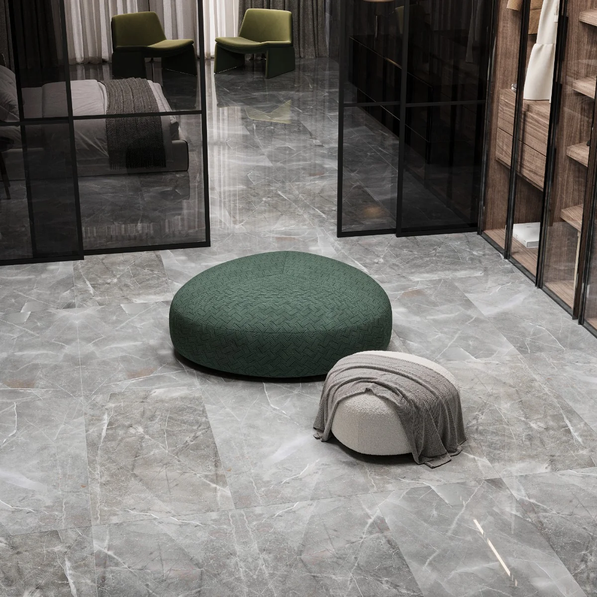 Gresie Exterior/Interior Porțelanată Turin Grey 59.6 x 119.6 cm Mată Rectificată Tip Marmură