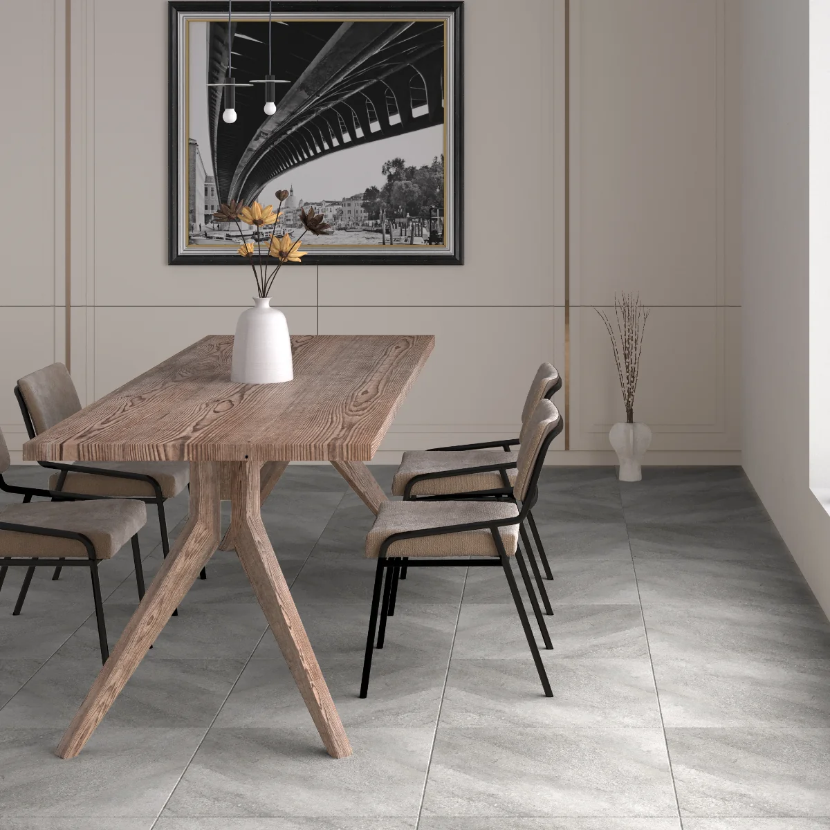 Gresie Exterior / Interior Portelanata Buxy Grey 59.7 x 59.7 cm Mata Rectificata Aspect Ciment