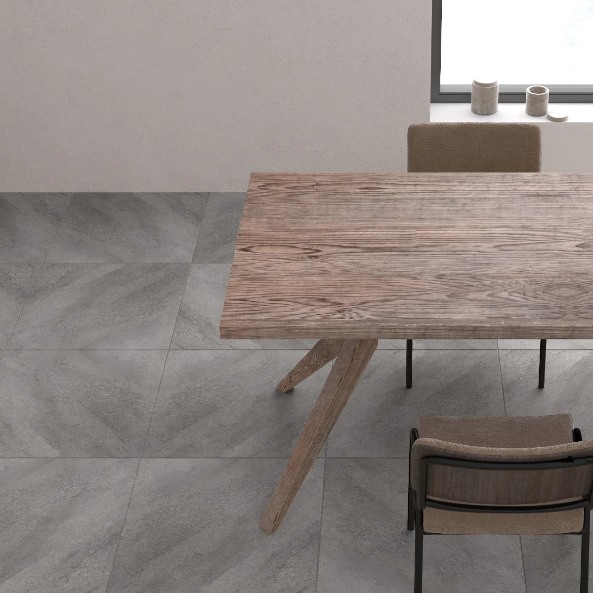 Gresie Exterior / Interior Portelanata Buxy Grey 59.7 x 59.7 cm Mata Rectificata Aspect Ciment