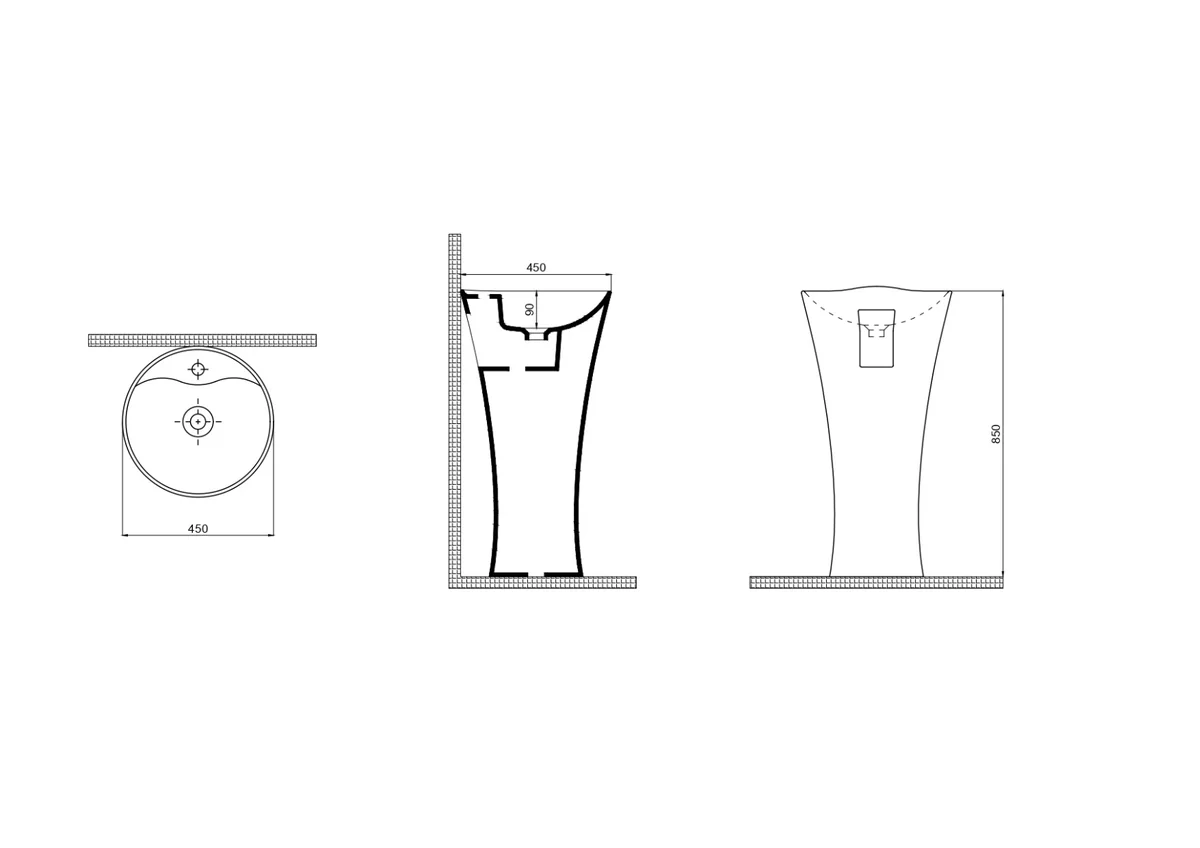 Lavoar Freestanding / Stativ Onda Alb 45x85 cm