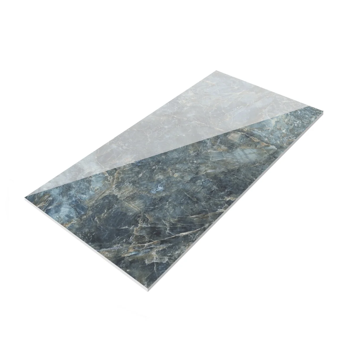 Gresie Exterior / Interior Portelanata Atlantic Dark Blue 60 x 120 cm Lucioasa Rectificata Tip Marmura