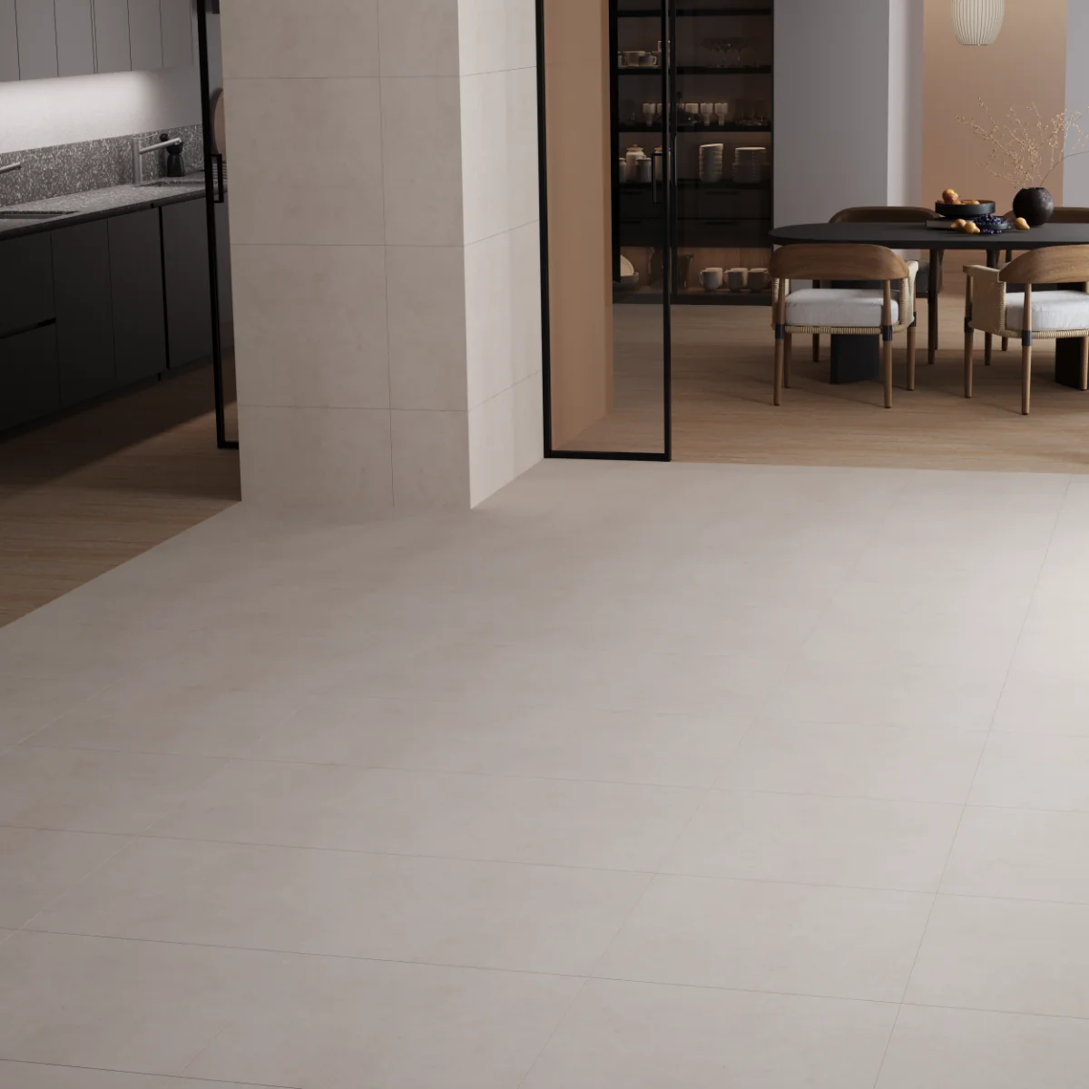 Gresie Exterior / Interior Portelanata Ariman Bone 60 x 60 cm Mata Rectificata Aspect Ciment