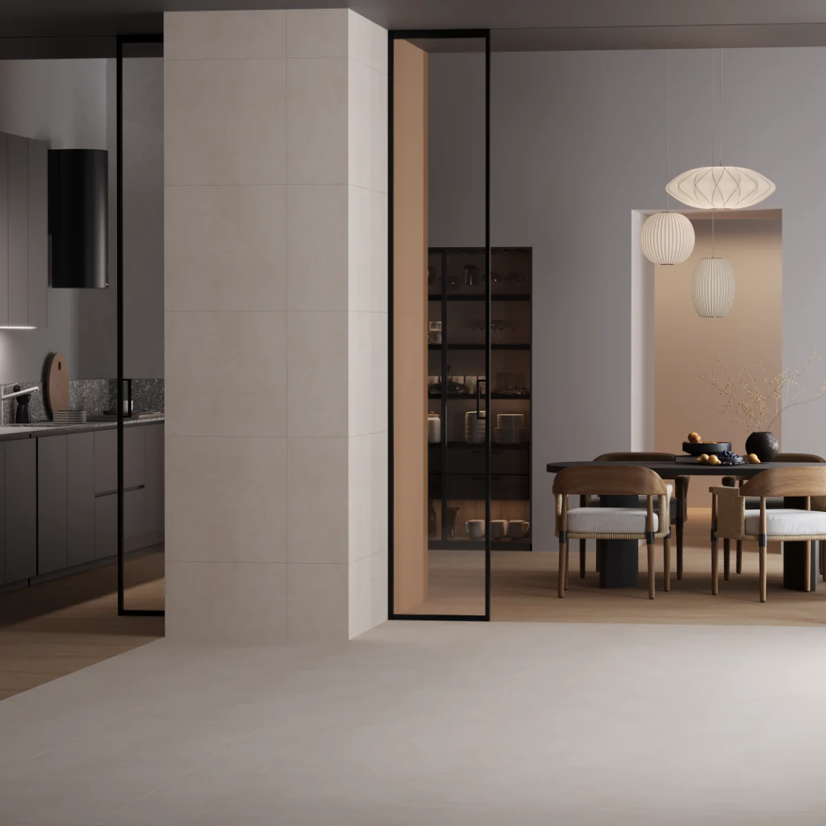 Gresie Exterior / Interior Portelanata Ariman Bone 60 x 60 cm Mata Rectificata Aspect Ciment