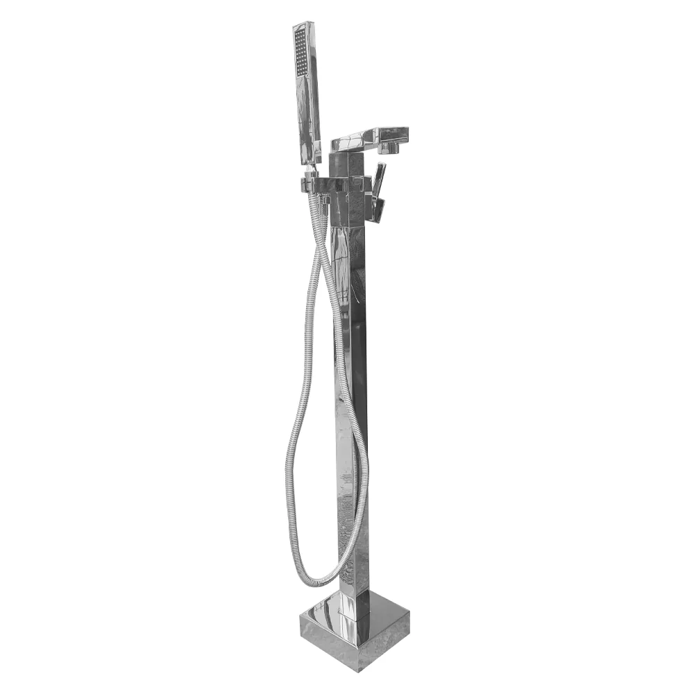 Baterie Freestanding Cu Montaj Pe Pardoseala Cadru Patrat Crom