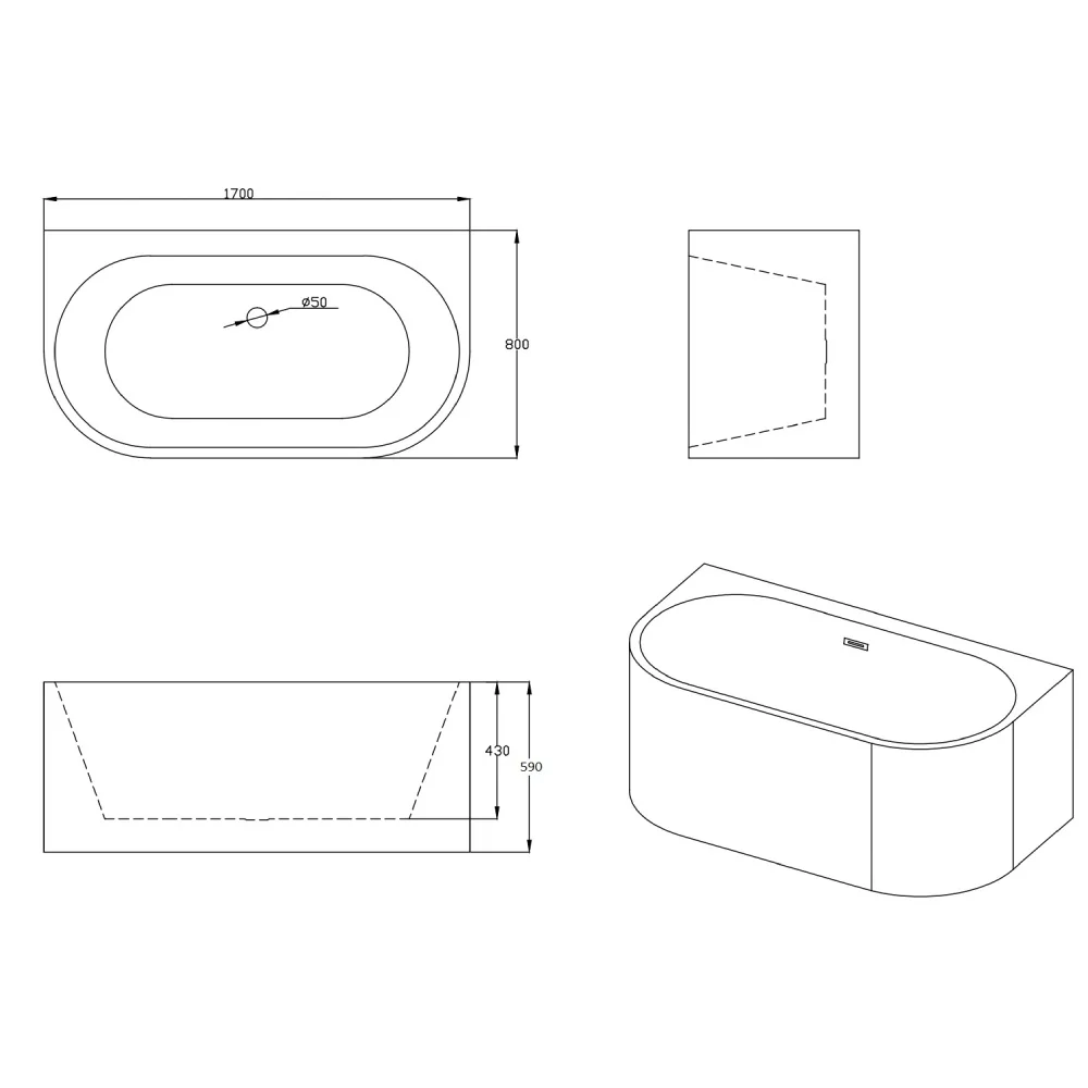 Cada Baie Freestanding Bella WB-860 Acril 170 x 80 x 59 cm Alb