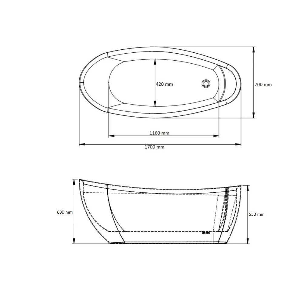 Cada Baie Freestanding Bella* BSM-213 Acril 170 x 80 x 65 Cm Alb