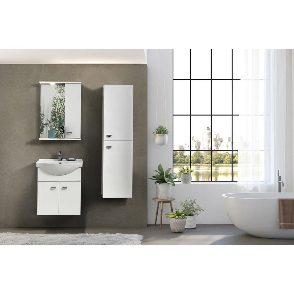 Set Mobilier Baie Ukra Suspendat 3 Piese Alb 55 Cm