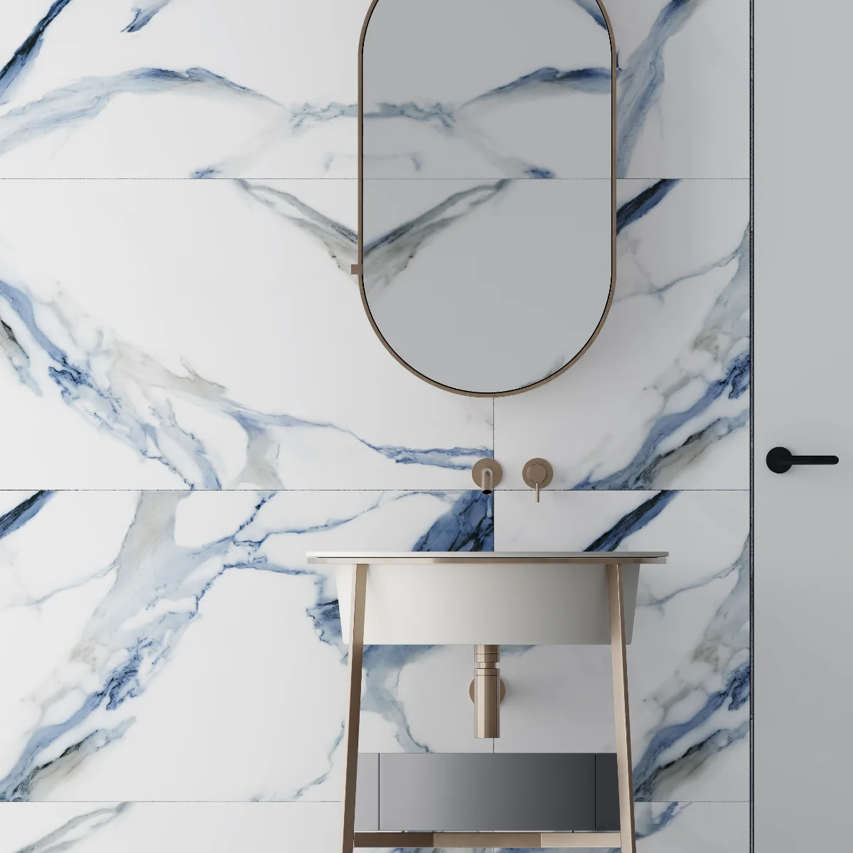 Gresie Exterior / Interior Portelanata Calacatta Aqua Blue 60 x 120 Cm Lucioasa Rectificata Tip Marmura