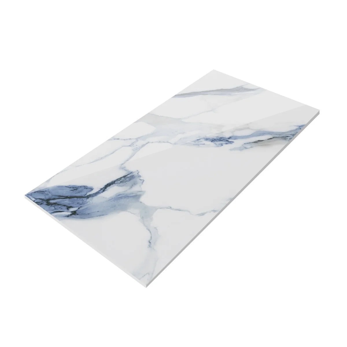 Gresie Exterior / Interior Portelanata Calacatta Aqua Blue 60 x 120 Cm Lucioasa Rectificata Tip Marmura